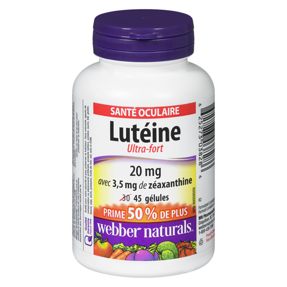 Webber Naturals Gélules de lutéine extra-fort 20 mg 45 ea, 0,38 $/1ch