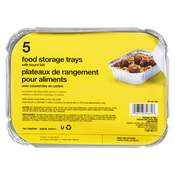 No Name Food Tray with Lids 5-Pack, 17cm x 12cm x 4cm 1 ea, $1.00/1ea