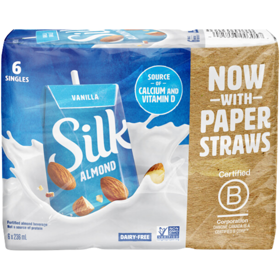 Silk Almond Beverage, Vanilla Flavour, Dairy-Free 6x236.0 ml, $0.71/100ml