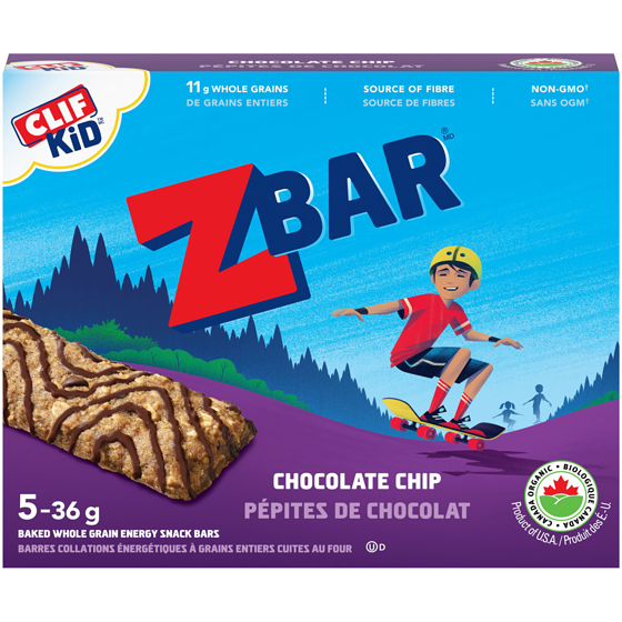 Clif ZBAR barres énergétiques biologiques, pépites de chocolat (emballage de 5) 180.02 g, 4,99 $/100g