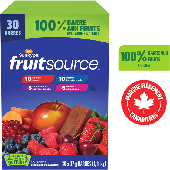 SunRype Assortiment de barres 100 % fruits Fruitsource 1.11 kg, 2,43 $/100g