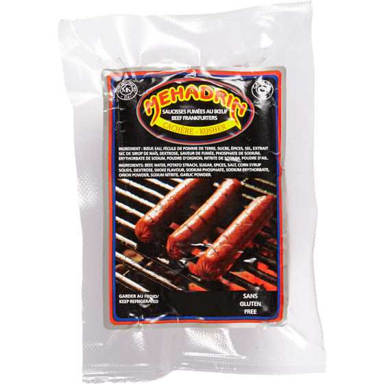 Kosher Mehadrin Beef Frankfurters 375 g, $2.66/100g