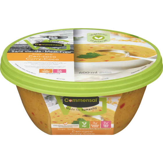 Commensal Soupe Cari-Coco 600 ml, 1,25 $/100ml