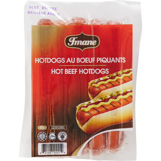 Imane Hot Beef Wieners 375 g, $2.13/100g
