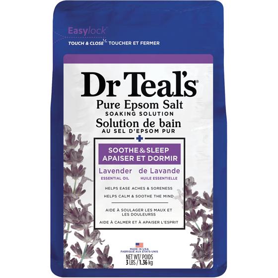 Dr. Teal’s Solution de bain au sel d'epsom pur, Apaiser et Dormir de Lavande Huile Essentielle 1 ea, 11,19 $/1ch