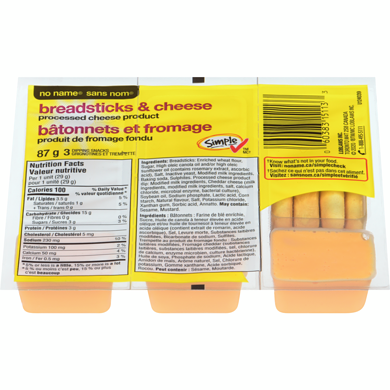 Sans Nom Bâtonnets et produit de fromage fondu 3x29.0 g, 2,30 $/100g