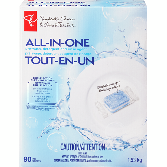 le Choix du Président Détergent pour lave-vaisselle automatique Tout en un  90 ea, 0,16 $/1ch