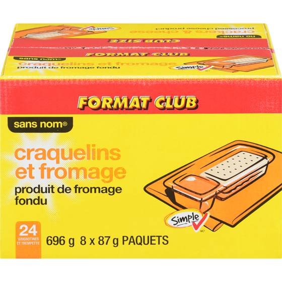 Sans Nom Craquelins et produit de fromage fondu, Format Club 24x29.0 g, 2,01 $/100g