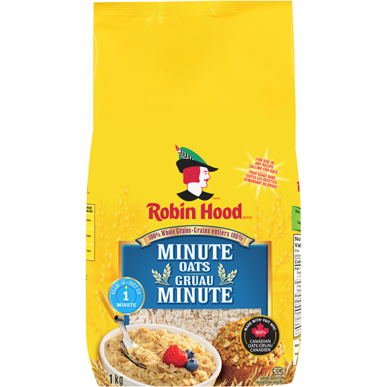 Robin Hood gruau minute à grains entiers 100% 1 kg, 0,53 $/100g