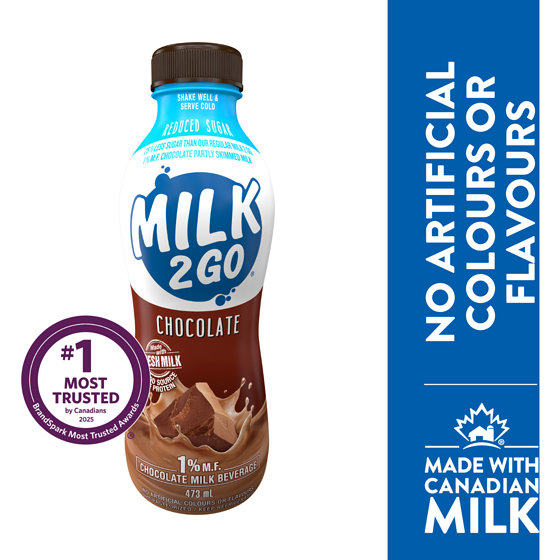 Milk 2 Go 1% Chocolate Reduced Sugar Partly Skimmed Milk 473 ml, $0.59/100ml