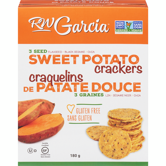 RW Garcia 3 Seed Sweet Potato Crackers 180 g, $4.72/100g