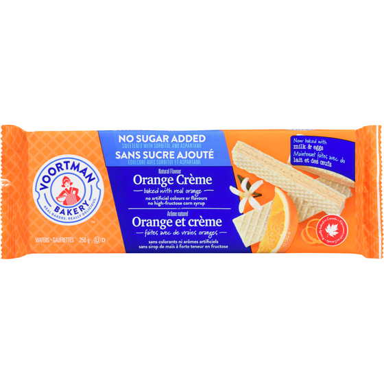 Voortman No Sugar Added Orange Crème 250 g, $1.40/100g