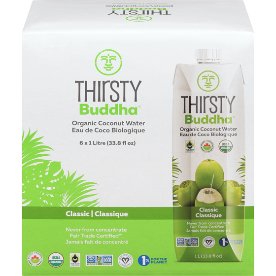 Thirsty Buddha Coconut Water 6x1.0 l, $0.52/100ml