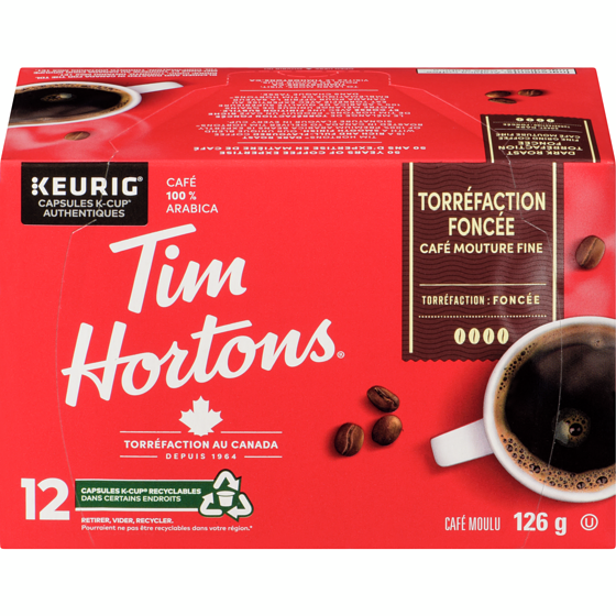 Tim Hortons Dosettes de café, torréfaction foncée 126 g