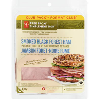 President's Choice Free From Black Forrest Ham, Club Pack 400 g, $33.75/1kg $3.38/100g