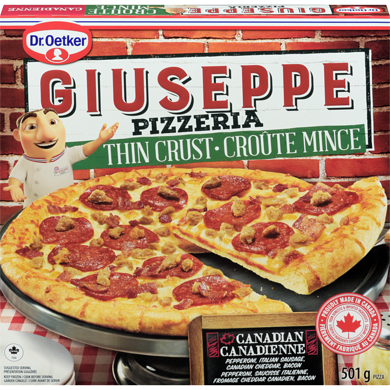 Dr Oetker Giuseppe Thin Crust Canadian Pizza 501 g, $1.40/100g