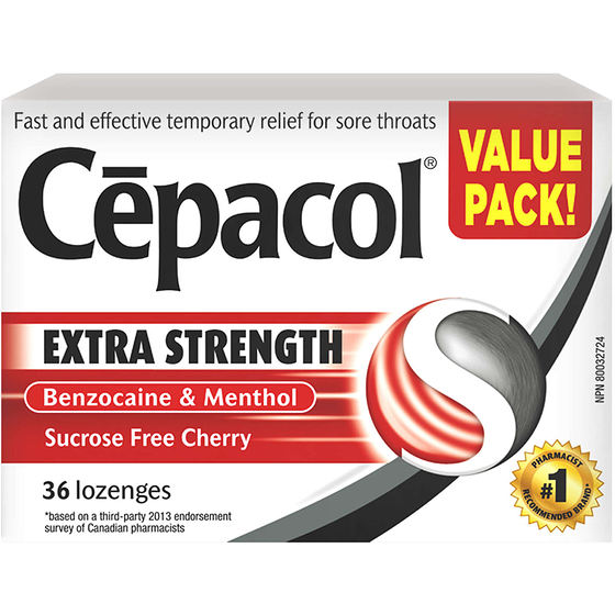 Cepacol Extra Strength Sucrose Free Cherry Value Pack, Sore Throat Lozenges 36 ea, $0.31/1ea