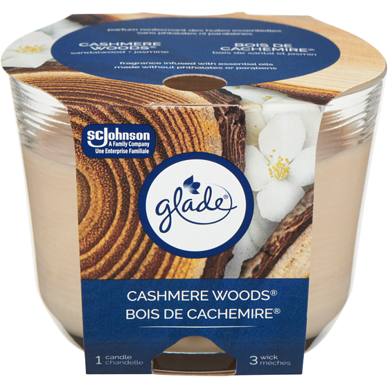 Glade 3-Wick Scented Candle Air Freshener, Cashmere Woods 1 ea, $13.49/1ea
