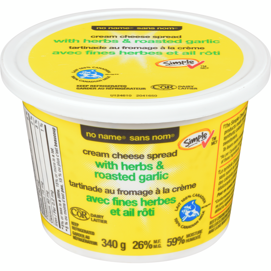 No Name Cream Cheese Spread with Herbs & Roasted Garlic 340 g, $1.61/100g