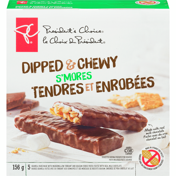 le Choix du Président Barres granola tendres et enrobées, s'mores 156 g, 2,24 $/100g