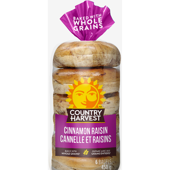Country Harvest Bagel Cannelle et raisins 450 g, 0,89 $/100g