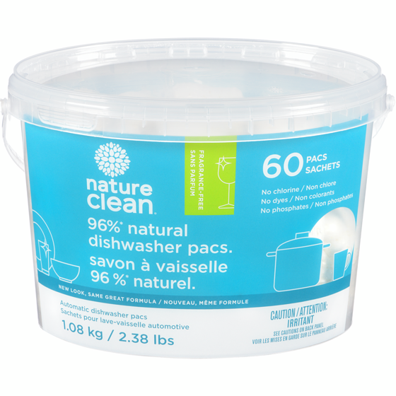 Nature Clean Dishwasher Pacs Unscented 60 ea, $0.38/1ea