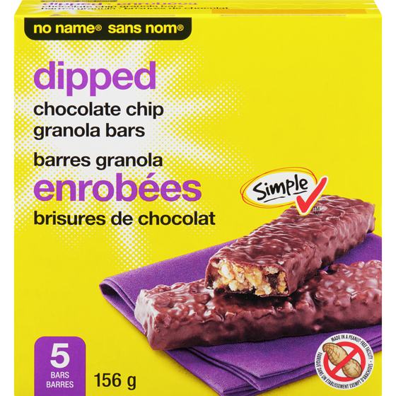 Sans Nom Barres granola enrobées aux brisures de chocolat 156 g, 1,47 $/100g