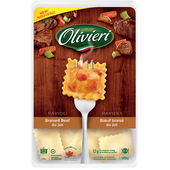 Olivieri Ravioli bœuf braisé au jus 500 g, 1,60 $/100g