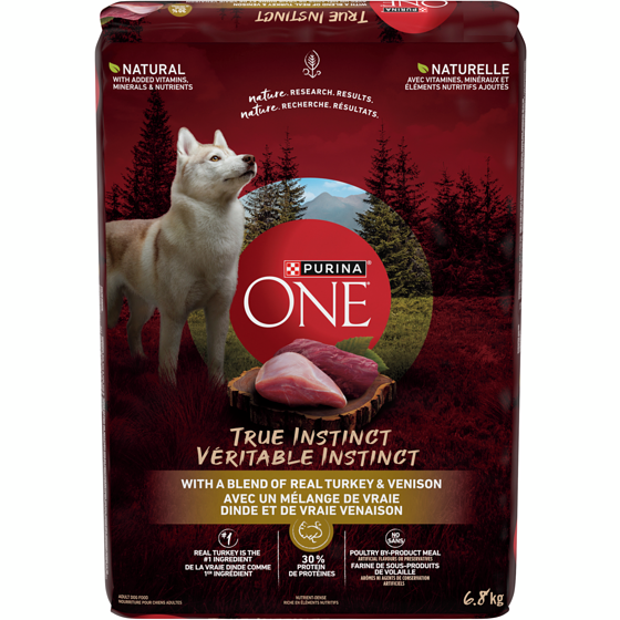 Purina ONE Véritable Instinct Dinde et Venaison, Nourriture Sèche pour Chiens 6,8 kg 6.8 kg, 0,54 $/100g