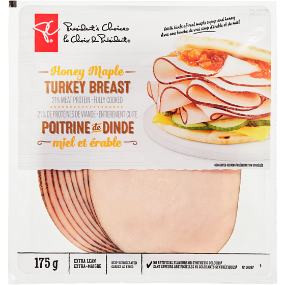 le Choix du Président Tranches de poitrine de dinde miel et érable 175 g, 4,57 $/100g