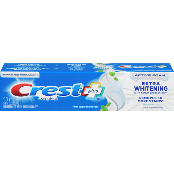 Crest Plus Extra Whitening Toothpaste, Clean Mint 50 ml, $3.58/100ml