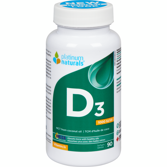 Platinum Naturals Vitamine D3, 1000 UI 90 ea, 0,11 $/1ch