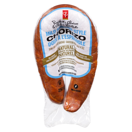 le Choix du Président Chorizo à l’espagnole doux 250 g, 4,00 $/100g
