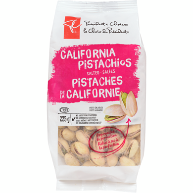 President's Choice Salted California Pistachios 225 g, $3.33/100g