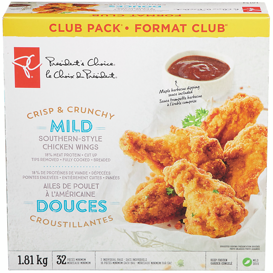 le Choix du Président Ailes de poulet à l’américaine douces et croustillantes 1.81 kg, 1,93 $/100g