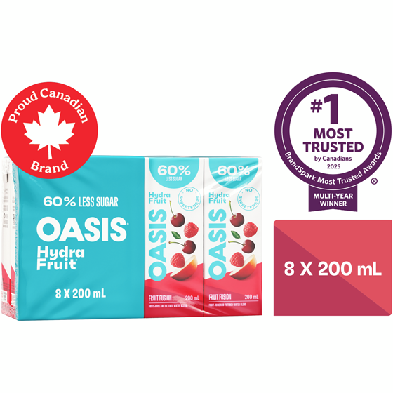 Oasis Hydrafruit Fruit Fusion Fruit Juice Boxes 8x200.0 ml, $0.37/100ml