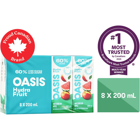 Oasis Hydrafruit Watermelon Apple Fruit Juice Boxes 8x200.0 ml, $0.37/100ml