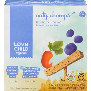 Love Child Organics Barres collation bleuet + carotte Oaty Chomps 138 g, 3,47 $/100g