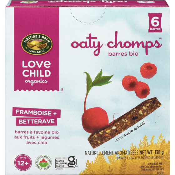Love Child Organics Barres collation framboise + betterave Oaty Chomps 138 g, 3,47 $/100g