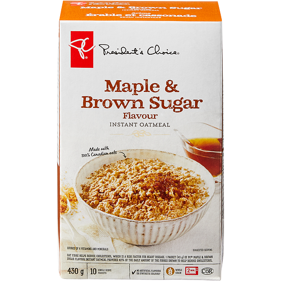 PC Maple and Brown Sugar Flavour Instant Oatmeal PC.ca
