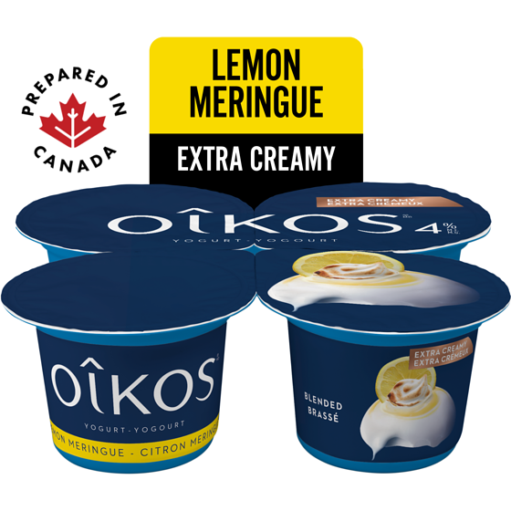 Oikos Extra Creamy Greek Yogurt, Lemon Meringue, Blended, 4% M.F. 4x95.0 g, $1.31/100g