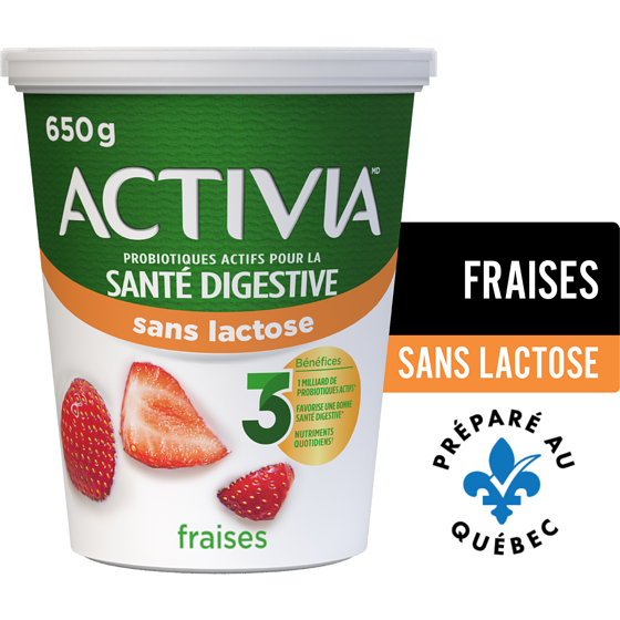 Activia Yogourt probiotique sans lactose, fraise 650 g, 0,77 $/100g
