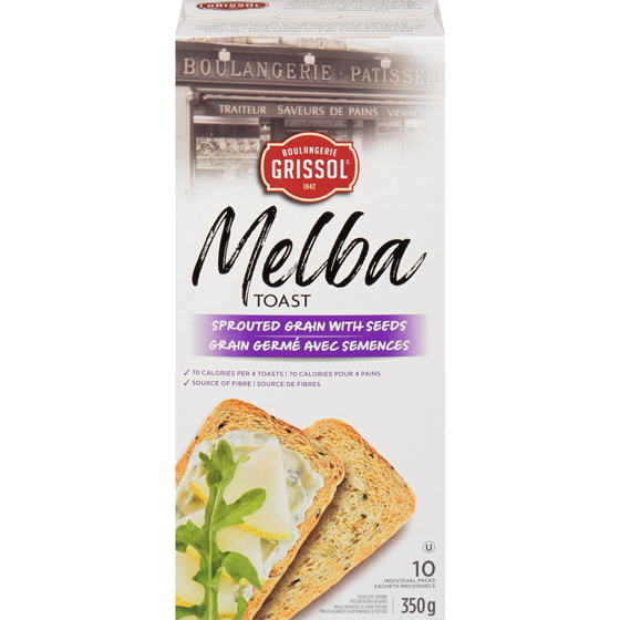 Grissol Boulangerie Grissol Melba Toast Grains germés et semences 350 g, 1,85 $/100g