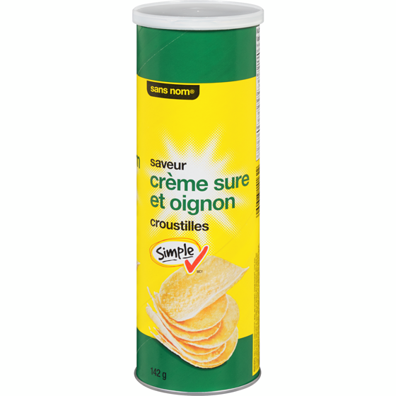 Sans Nom Croustilles crème sure et oignon 142 g, 1,58 $/100g