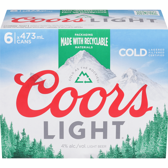 Coors Light Beer (ID required at pick-up) 6x473.0 ml, $0.65/100ml