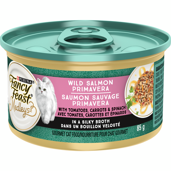 Purina Fancy Feast Medleys Saumon Sauvage Primavera dans une Bouillon Velouté, Nourriture Humide pour Chats 85 g 85 g, 1,18 $/100g