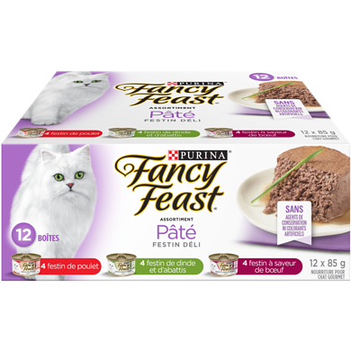 Purina Fancy Feast Pâté Festin Déli Asortiment, Nourriture Humide pour Chats 12 x 85 g 1.02 kg, 1,27 $/100g