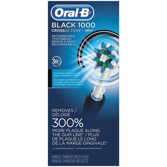 Oral-B Brosse à dents électrique CrossAction 1000, noire, propulsée par Braun 1 ea, 90,99 $/1ch