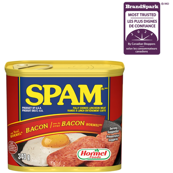 Spam Real Hormel Bacon 340 g, $1.62/100g
