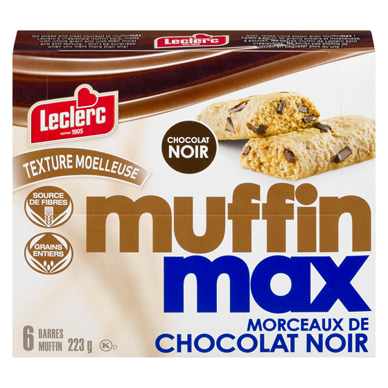 Leclerc Barres Muffin Max, morceaux de chocolat noir 223 g, 2,01 $/100g